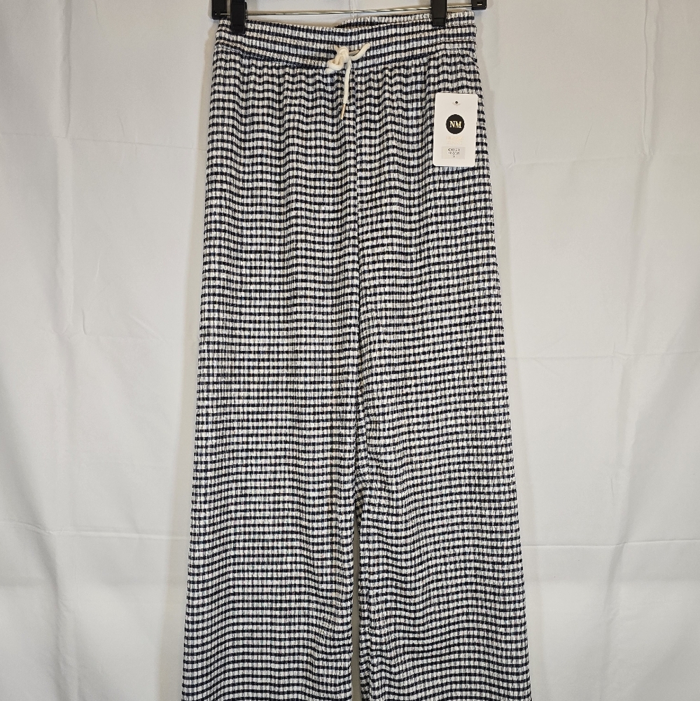 New Mix Wide Leg Pants in Black & White Gingham